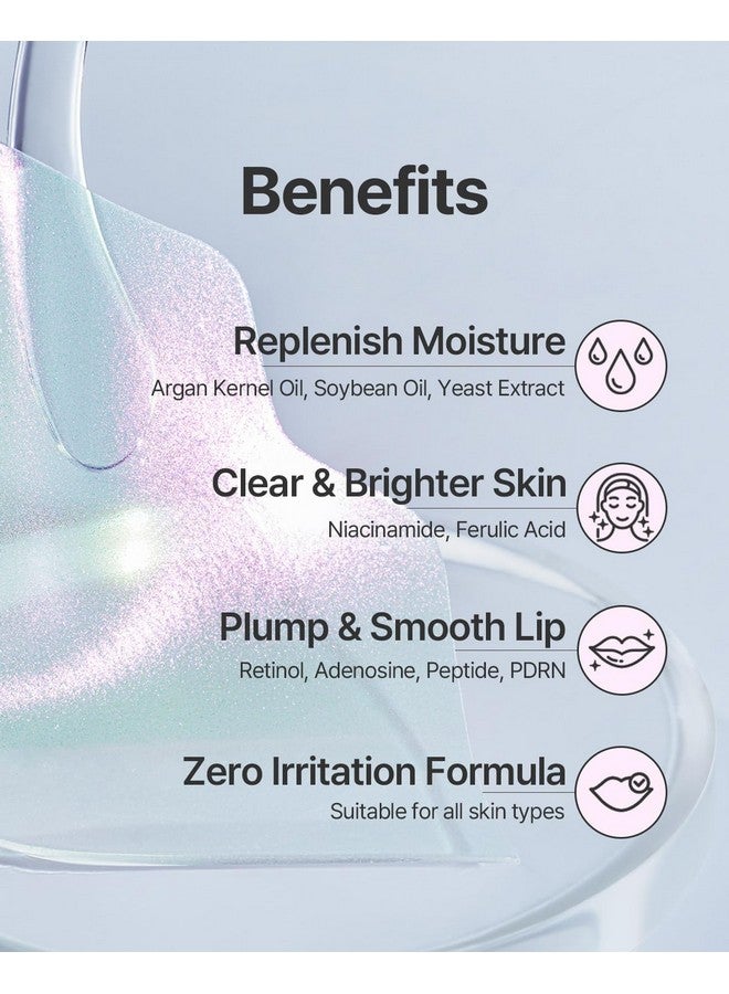 Petitfee Aura Quartz Hydrogel Lip Mask 5Ea Moisturizing Lip Mask With Retinol Peptide Collagen Pdrn Bakuchiol Antiaging Lip Care For Dry Lips Reduces Laugh Lines Smooth And Plump Lips - Image 5