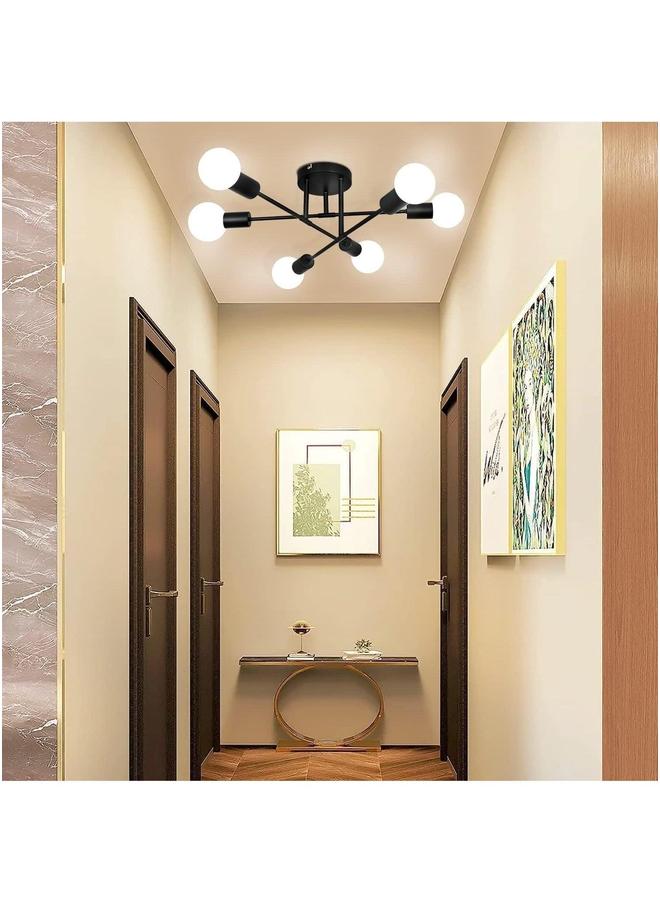 HOMESTAR Chandelier, Modern Ceiling Lighting, 6 Lights E27 Adjustable Industrial Mount Pendant Light Fixture for Kitchen, Living Room, Dining Bedroom Foyer, Black, Bulbs Not Included - Image 4