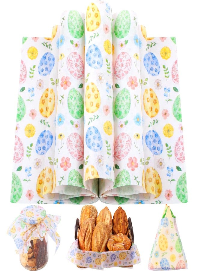 Fabllewavi 150 Sheets Easter Eggs Wax Paper Sheets for Food Deli, 9.8 x 8.3 inch Pastel Color Eggs Patterns Greaseproof Deli Paper for Sandwich Picnic Basket Liner Easter Spring Party Supplies - Image 1