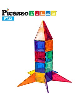 PicassoTiles Picasso Magnetic Rocket Booster 32-Pieces | Magnetic Tiles | Building Blocks | Educational Toy Set | Construction Building Kit for Child Brain Development  - Image 4