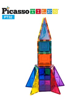 PicassoTiles Picasso Magnetic Rocket Booster 32-Pieces | Magnetic Tiles | Building Blocks | Educational Toy Set | Construction Building Kit for Child Brain Development  - Image 5