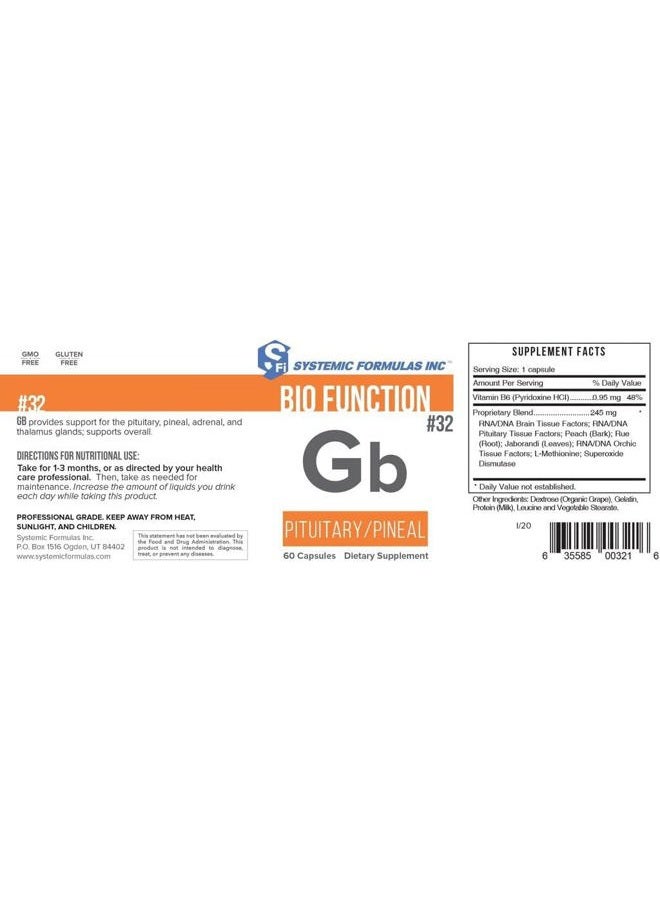 Systemic Formulas #32 Bio Function Gb Pituitary/Pineal 60 Capsules. Supports Mental Clarity and Focus and Normal circadian Rhythms. - Image 4