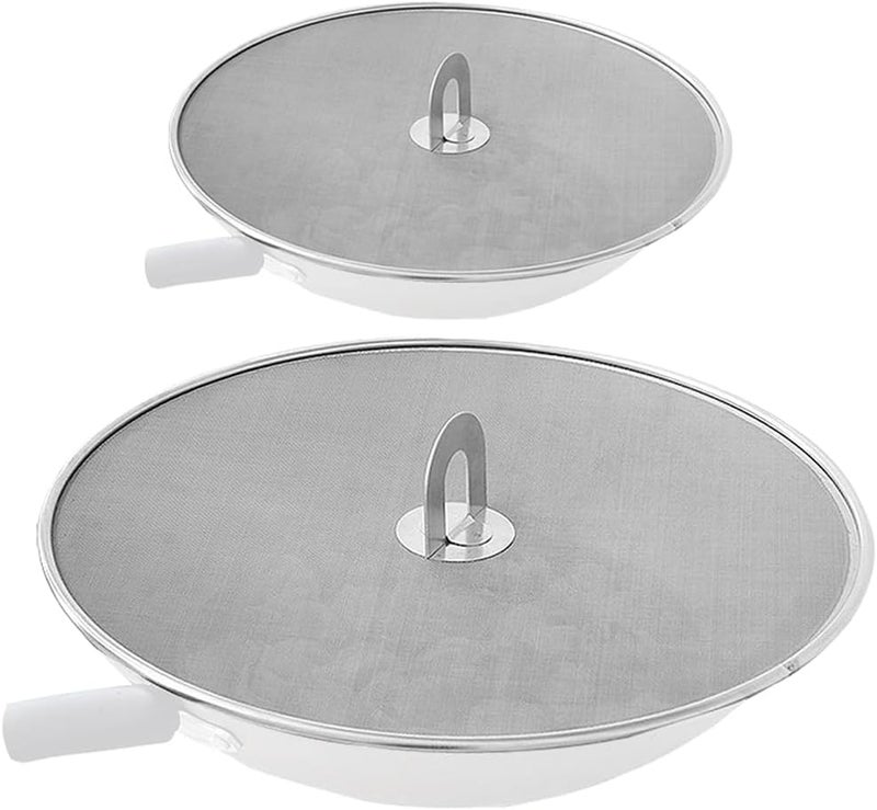 YARDHOBI Splatter Screen for Cooking, Stainless Steel Grease Splatter Guard for Frying Pan, with Fold Flat Knob Fine Mesh Cooking Splash Guard Skillet Splatter Shield Oil Catcher (Set of 2, 10Inch, 13Inch) - Image 1
