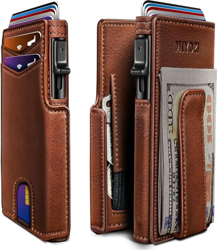 miyozi Men Wallet,with Money Clip Coins Pocket ID Window,Slim Front Pocket RFID Blocking Pop-up Card Holder 3.9"x 2.7", Gift Boxed - Image 1