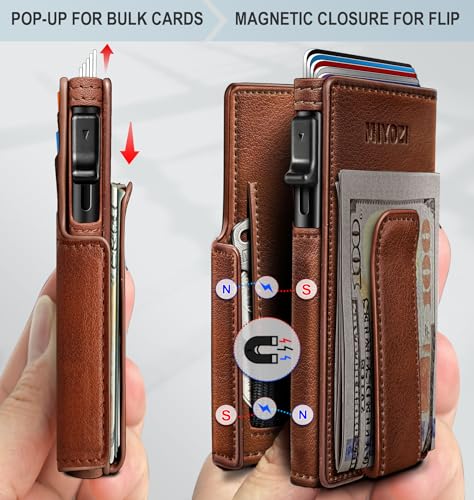 miyozi Men Wallet,with Money Clip Coins Pocket ID Window,Slim Front Pocket RFID Blocking Pop-up Card Holder 3.9"x 2.7", Gift Boxed - Image 3