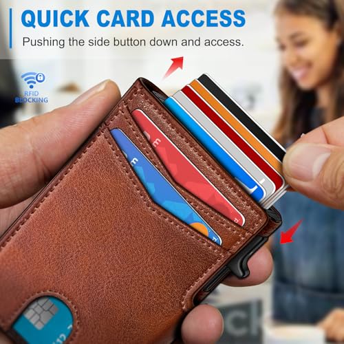 miyozi Men Wallet,with Money Clip Coins Pocket ID Window,Slim Front Pocket RFID Blocking Pop-up Card Holder 3.9"x 2.7", Gift Boxed - Image 5