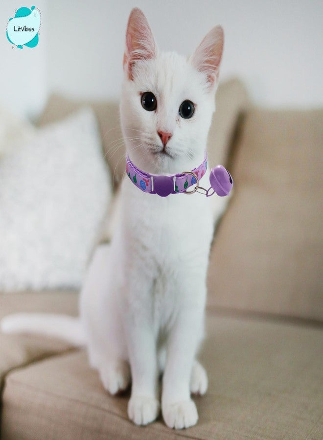 LitVibes Litvibes Cat Collar with Bell,Kitten Kitty & Small Dogs Soft Adjustable Collar,Safe,Breakaway for Cats and Puppies - Purple (Lollipop Design), 12 x 1.5 cm - Image 3
