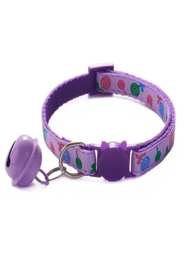 LitVibes Litvibes Cat Collar with Bell,Kitten Kitty & Small Dogs Soft Adjustable Collar,Safe,Breakaway for Cats and Puppies - Purple (Lollipop Design), 12 x 1.5 cm - Image 1