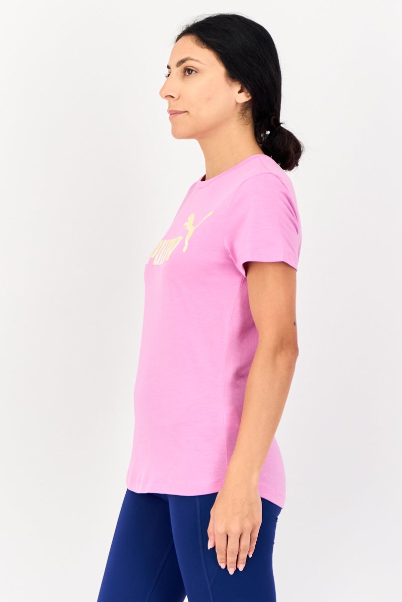 PUMA تي شيرت نسائي بقصة عادية بأكمام قصيرة، بنفسجي - Image 2