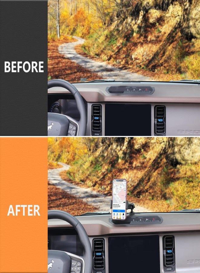 RERPRO Dash Phone Mount Holder for 2021 2022 2023 2024 2025 New Ford Bronco 2/4 Door Interior Accessories Dashboard Cell Phone Stand 360° Adjustable Aluminum Smartphone Bracket Black - Image 5