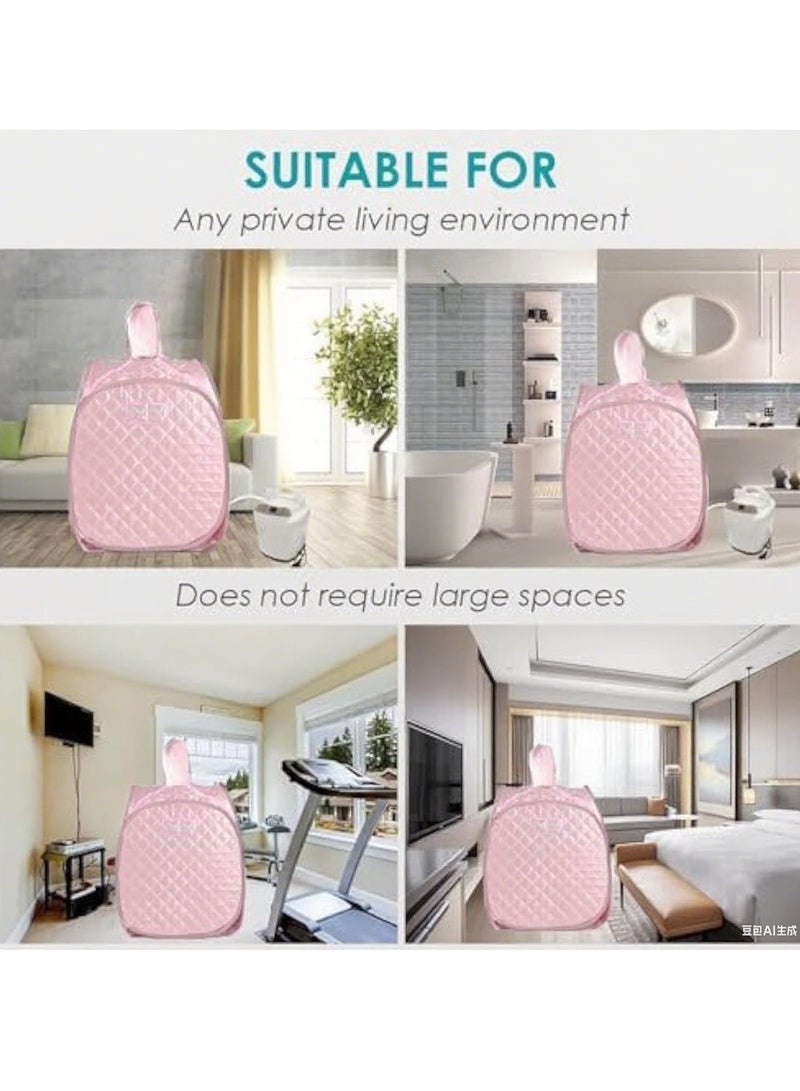 Arabest Portable Steam Sauna Private Room Sauna Tent Personal Foldable Home Spa Sauna Box with Timer Remote Control 2L Steam Pot Carrying Bag,9 Levels,for Detox Relaxation (Pink) - Image 4