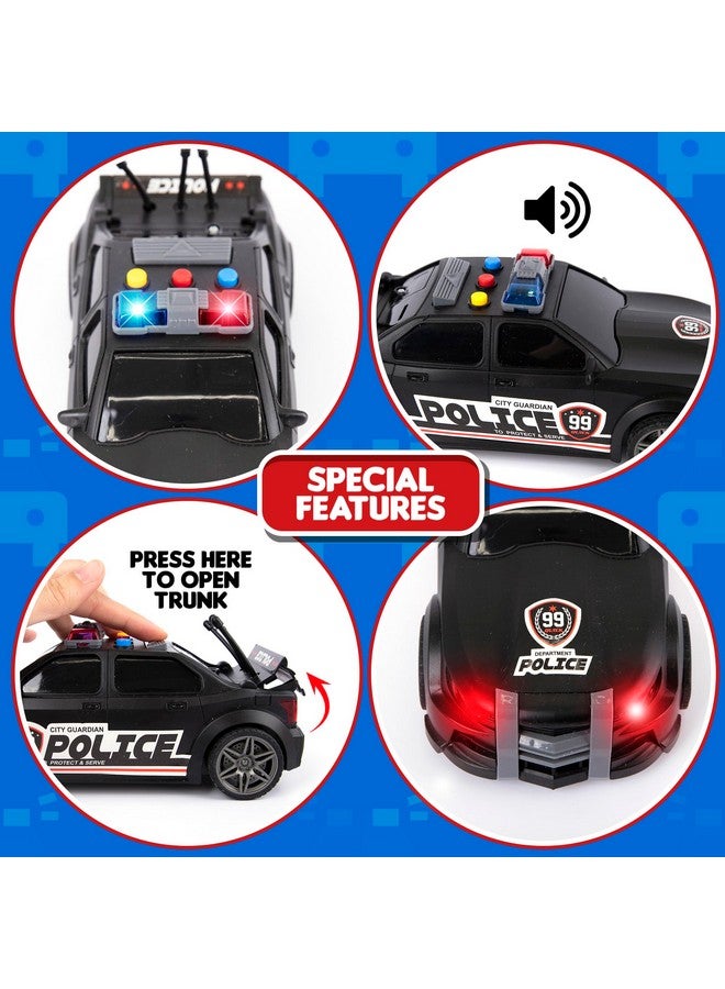 ArtCreativity Police Car Toy - Flashing Rooftop Lights and Headlights, Sirens, Openable Trunk, and Friction-Powered Motion, Toy Cop Car 1:20 Scale, Large Police Cars for Kids Ages 3-5 - Image 2