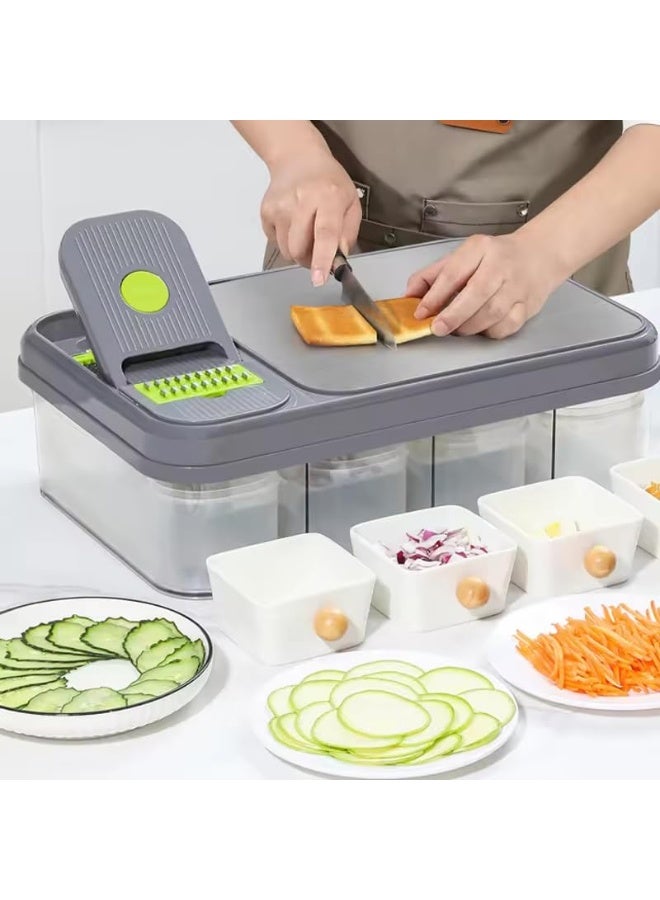 قطاعة خضروات مع مندولين ، مفرمة خضروات ، متعددة الوظائف  ، قاطع خضروات المطبخ ، مفرمة البصل ، مبشرة الجبن 1 في 16، سلة مصفاة ، أدوات المطبخ. - Image 2