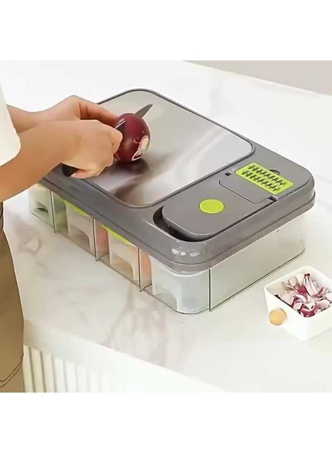 قطاعة خضروات مع مندولين ، مفرمة خضروات ، متعددة الوظائف  ، قاطع خضروات المطبخ ، مفرمة البصل ، مبشرة الجبن 1 في 16، سلة مصفاة ، أدوات المطبخ. - Image 4