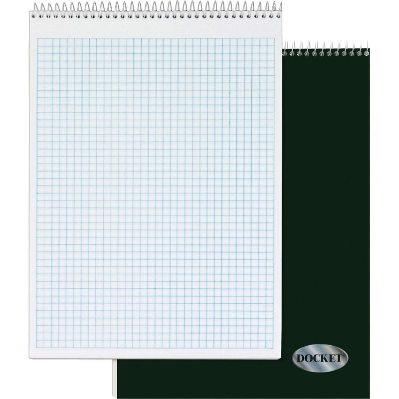 TOPS Docket Quadrille Pad, Wire Bound, 8-1/2 x 11-3/4 Inches, Quad Rule (4 x 4), White Paper, Black Covers, 70 Sheets per Pad (63801) - Image 1