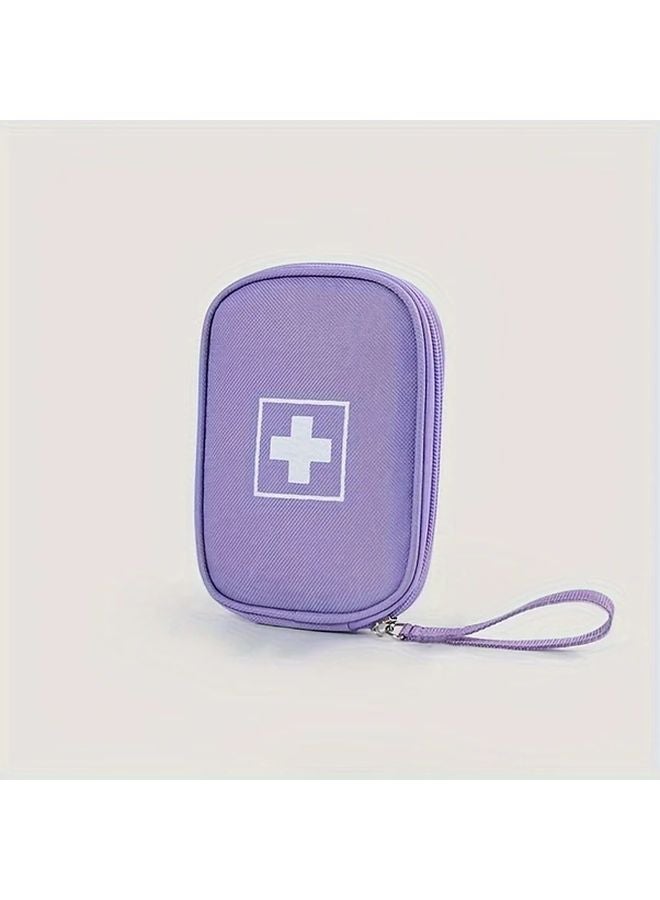 Purple Portable First Aid Pouch Oxford Fabric Medical Storage Bag With Wrist Strap - Image 1
