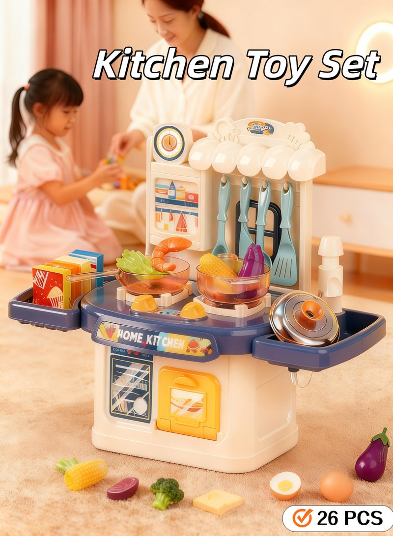 إيزي سو مجموعة ألعاب مطبخ تظاهري مكونة من 26 قطعة مع ملحقات، مجموعة مطبخ صغيرة للأطفال، مجموعة ألعاب قابلة للتخزين، ألعاب مطبخ تظاهرية سهلة الحمل، أفضل هدية للأطفال البنات والأولاد من 1 إلى 3 سنوات - Image 1