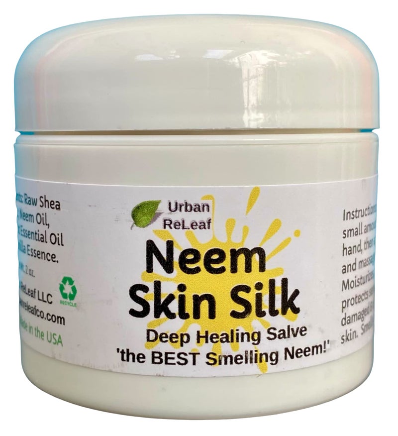 Urban ReLeaf Neem Skin Silk! Healing Salve. Repairs Dry Skin! Vegan. Ayurveda rejuvenate. Feed your skin... rub it in! Shea Butter & Neem Oil. Gently soothe damaged, injured, dry skin. - Image 1