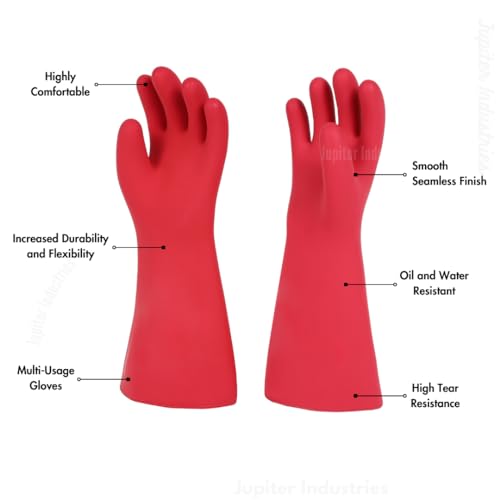 Jupiter Industries Seamless Electric Shockproof Insulated Hand Rubber 33Kva Gloves - Color may Vary (Pack of 3 Pairs) - Image 5