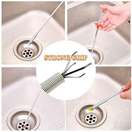 REPLEX Flexible Grabber Pick-up Tool Strong Drain Hair Remover for Sink Snake Hair Catcher Shower Sink Cleaning Tool 4 Claws Drain Hose Cleaner Sticks Spring Pipe Dredging Tools - Image 2