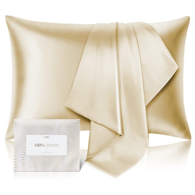 100 PURE MULBERRY SILK PILLOWCASE FOR HAIR AND SKIN ALLERGEN RESISTANT DUAL SIDES600 THREAD COUNT SILK BED PILLOW CASES WITH HIDDEN ZIPPER1PCQUEEN SIZECHAMPAGNE