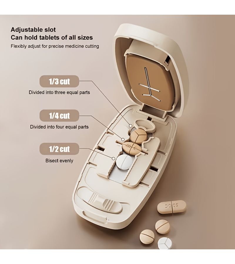 Brown Pill Cutter Multi Function 1 2 1 3 1 4 Tablet Precise Cutting Portable - Image 4