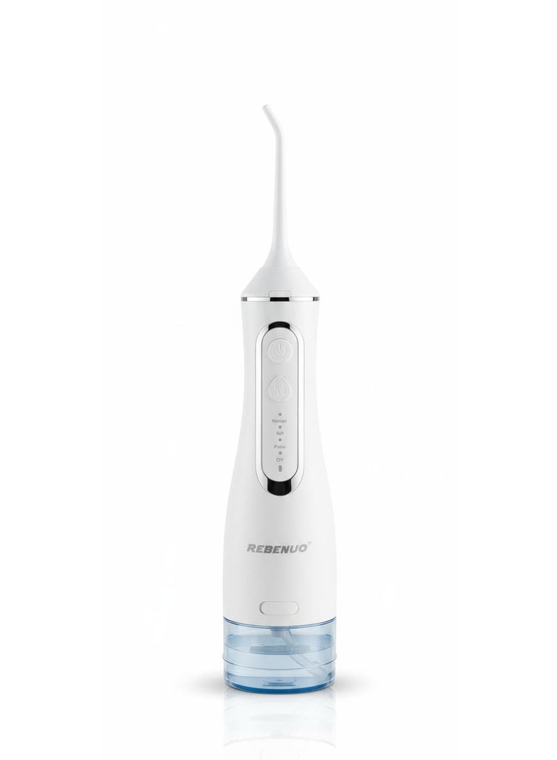 REBENUO Water Flosser For Teeth Cordless 320Ml Portable Oral Irrigator Flosser 4 Cleaning Modes And 3 Jet Tips, Ipx7 Waterproof - white - Image 2