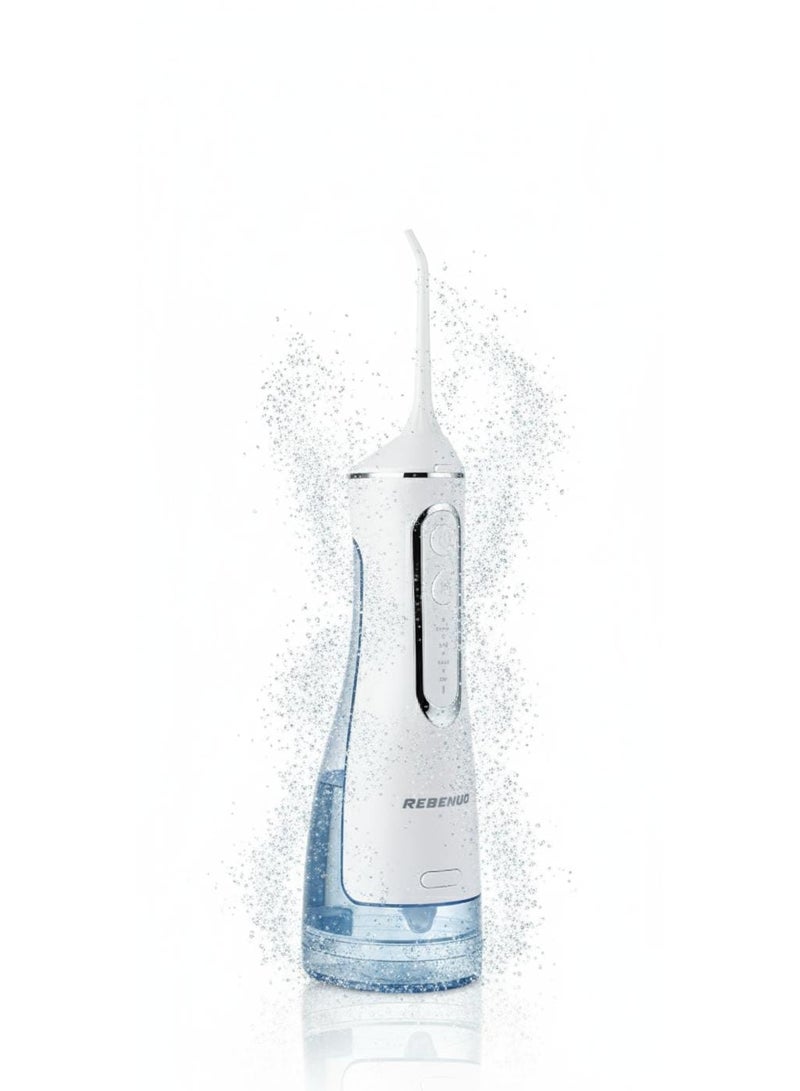 REBENUO Water Flosser For Teeth Cordless 320Ml Portable Oral Irrigator Flosser 4 Cleaning Modes And 3 Jet Tips, Ipx7 Waterproof - white - Image 3