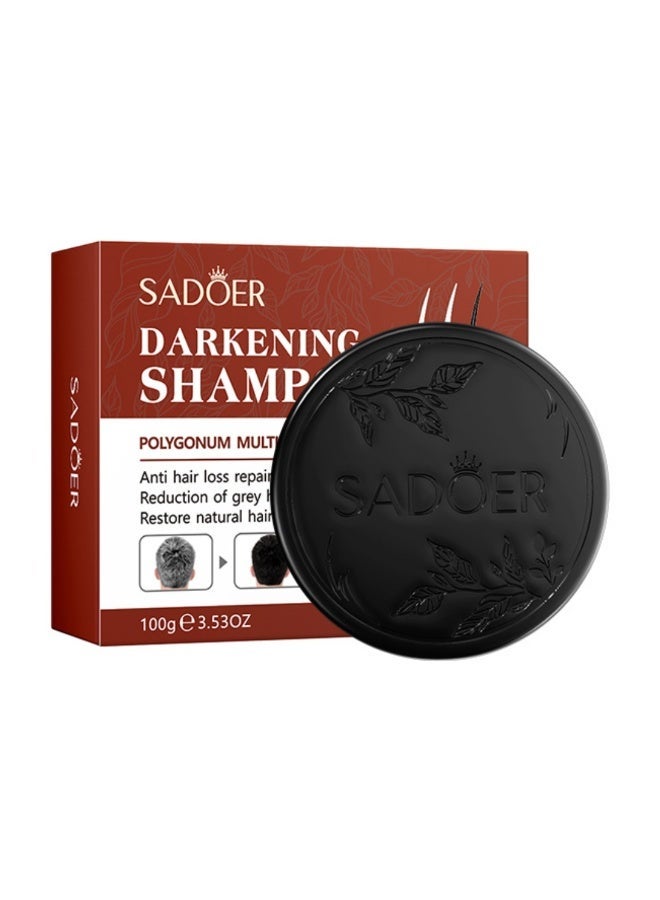 SADOER Hair Darkening Shampoo Soap 100G, Grey Hair Cover Hair Darkening Soap Bar, Anti Hair Loss Repair Formula, Reduce Grey Hair Color Shampoo Bar - Image 2