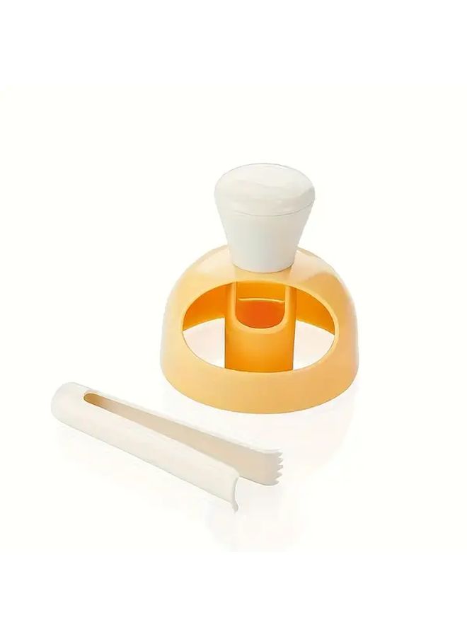 Yellow And White Donut Maker Machine Kit With Non Stick Cutter And Dipping Tongs - Image 3
