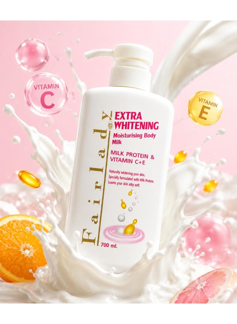 Fairlady Extra Whitening Moisturizing Body Milk 700ml | Brightening Body Lotion for Soft, Smooth & Even-Toned Skin - Image 2
