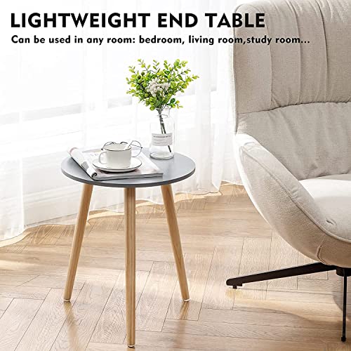 DDS Dream Decor Shoppee Indoor Plant Stand, Mid Century Wood Plant Stand Modern Plant Table, 13.5" Tall Plant Holder for Flower Pots, Small Round Side Table, End Table (Grey) - Image 2
