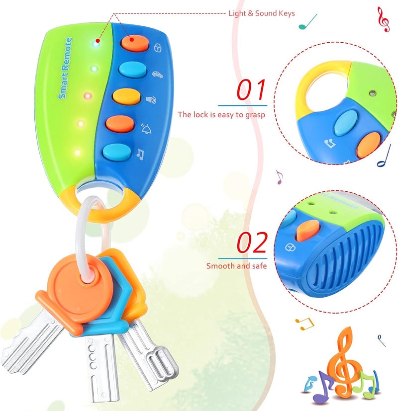 Skylety Multi-goal comprehensive design Musical Smart Remote Key Toy Fake Car Toy Keys with Sound and Lights Fun and Educational Key Toys for Travel Play (Batteries Not Included) Good ventilation - Image 5