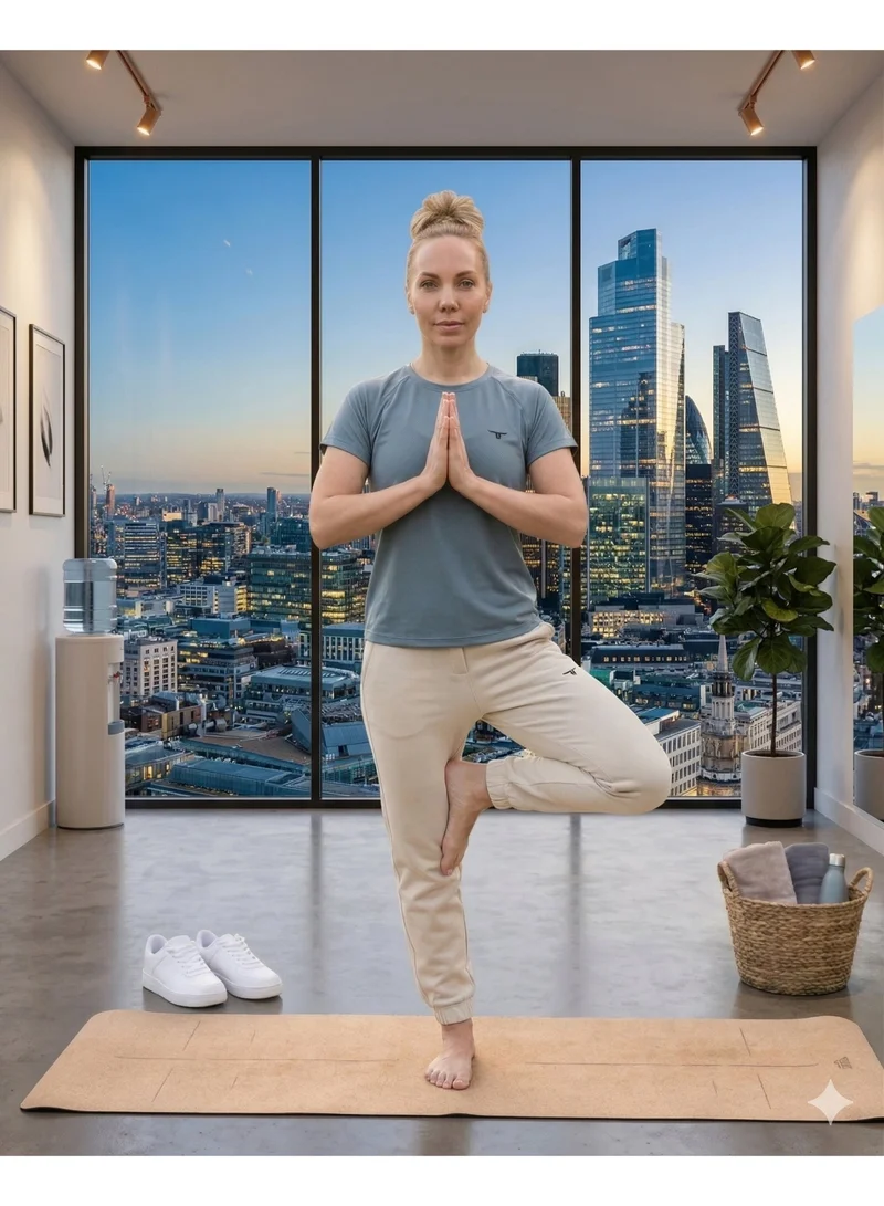Thugfit  THUGFIT 2 IN 1 COMBO SET VelocityVibe Ladies Jogger/Pants - Beige AND KittyHawk Ladies T-Shirt - Blue Gray for Women | Best Price UAE