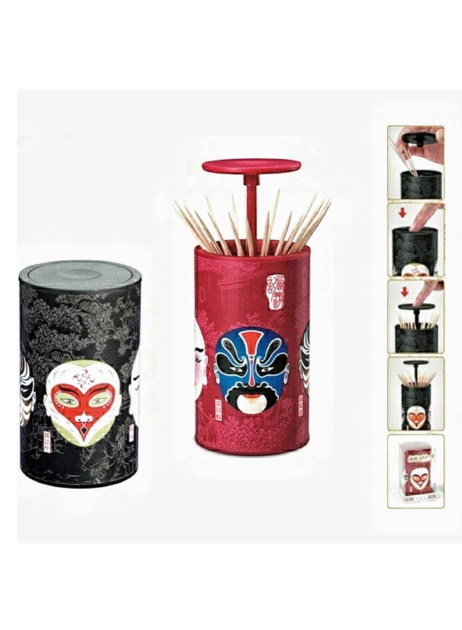 Pop up Plastic Toothpick Holder Toothpick Box Special Toothpick Dispenser Toothpick Cotton Swab Storage Box Unique Home Design Decoration Great Gifts (Red Black)  - Image 1