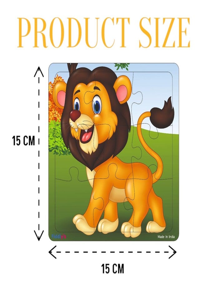 Fiddlys Wooden Jigsaw Puzzles for Kids & Children – 9 Pieces Each, Pack of 3|Double Layered Front & Back Print| Educational Toy for Boys & Girls Age 2 3 4 5 6 Year Old (Pack of 3 Animal) - Image 2