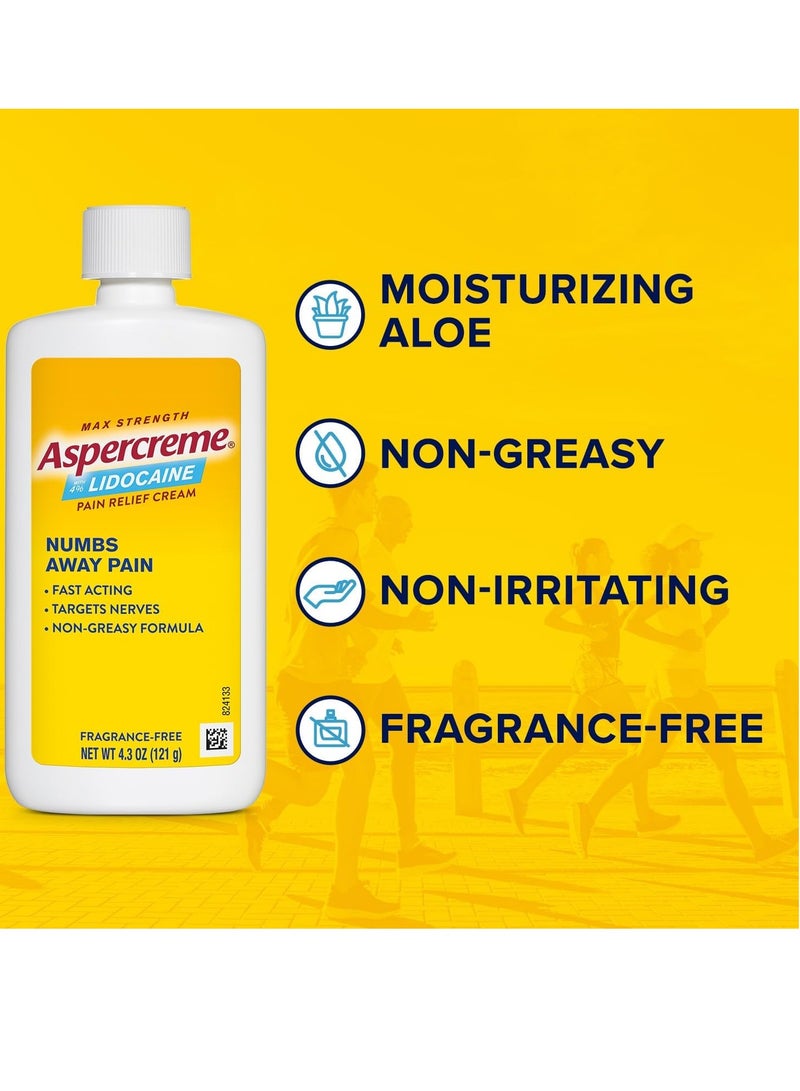Aspercreme Lidocaine Pain Relief Cream 4.3 oz 121 Gram - Image 2