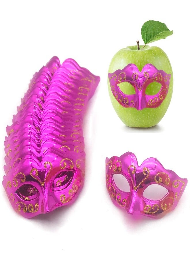 BLUE GARLIC Mini Masks Party Decoration, 20pcs Rosered Small Mardi Gras Mask Venetian Mask for Birthday Luxury Table Centerpieces Cake Topper Napkin Decor - Image 1