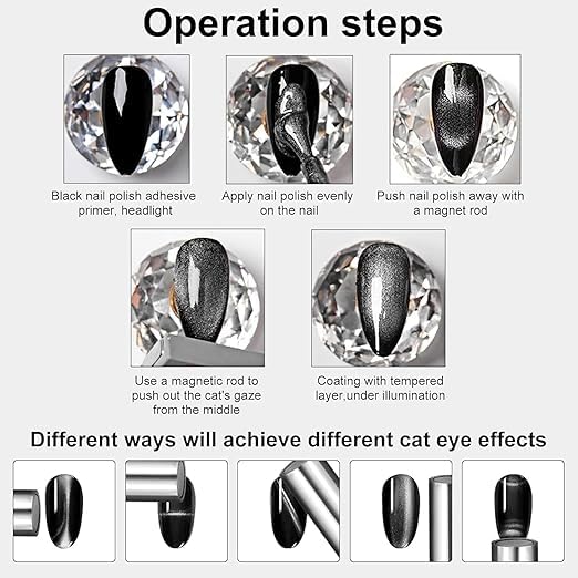 HMAA Cat Eye Magnet for Nails 59inch Super Long Doublehead Nail Polish Magnet Pens Magnet Stick 3D Magnetic Cat Eye Gel Polish Nail Art Tool for Home DIY Nail Art Magnet Nail Art Lovers - Image 3