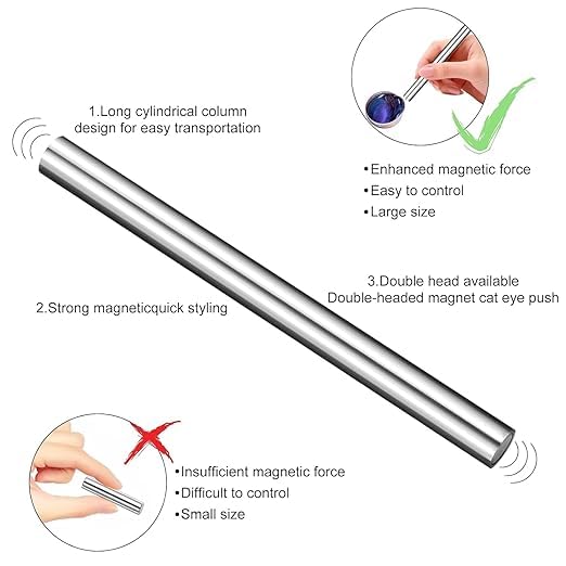 HMAA Cat Eye Magnet for Nails 59inch Super Long Doublehead Nail Polish Magnet Pens Magnet Stick 3D Magnetic Cat Eye Gel Polish Nail Art Tool for Home DIY Nail Art Magnet Nail Art Lovers - Image 2