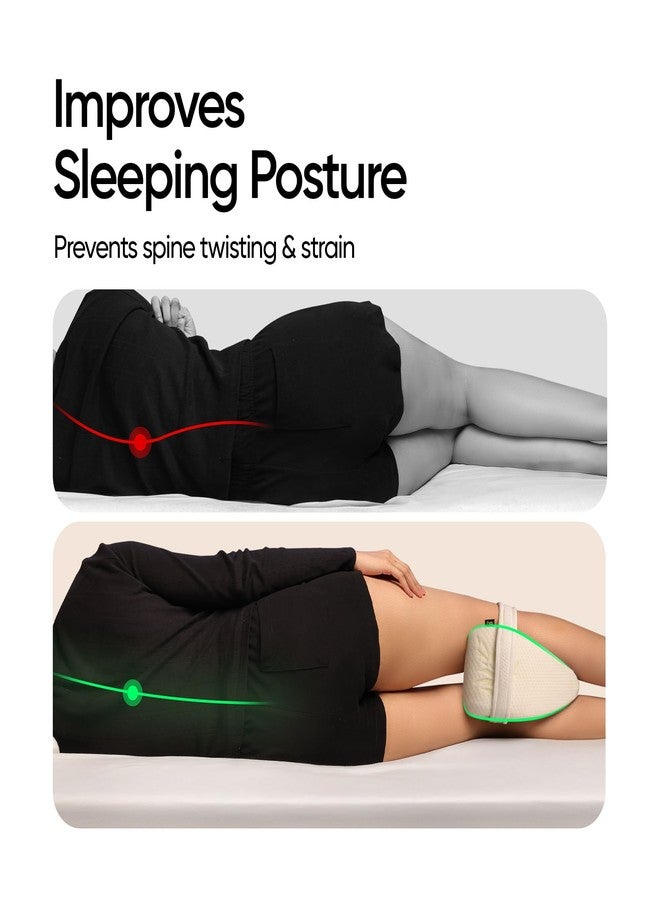 Frido Orthopedic Knee Pillow with Adjustable Strap | Memory Foam Leg Pillow for Side Sleepers | Sciatica Pain Relief, Hip, Back & Knee Support | Leg Rest Cushion with Bamboo Cover | Off-White - Image 4