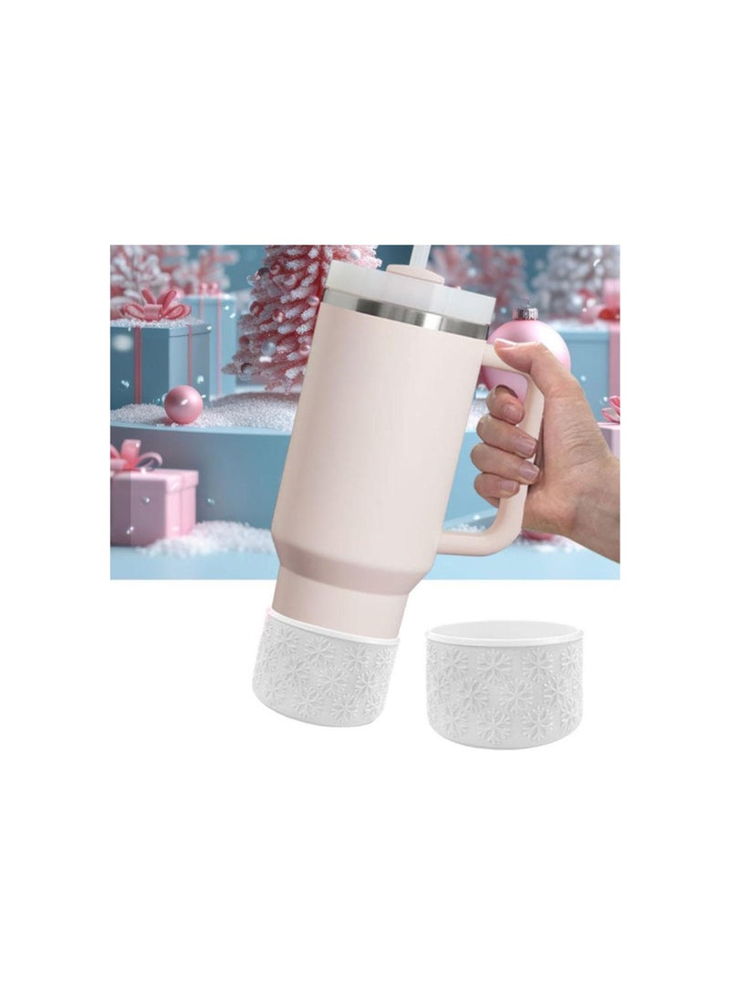 Christmas Silicone Boot for Stanley Cup,Xmas Snowflake Protector Water Bottle Bottom Sleeve Cover for 2.8-2.95in Bottom Anti-Slip No Scratche Bottom Protector Accessories
