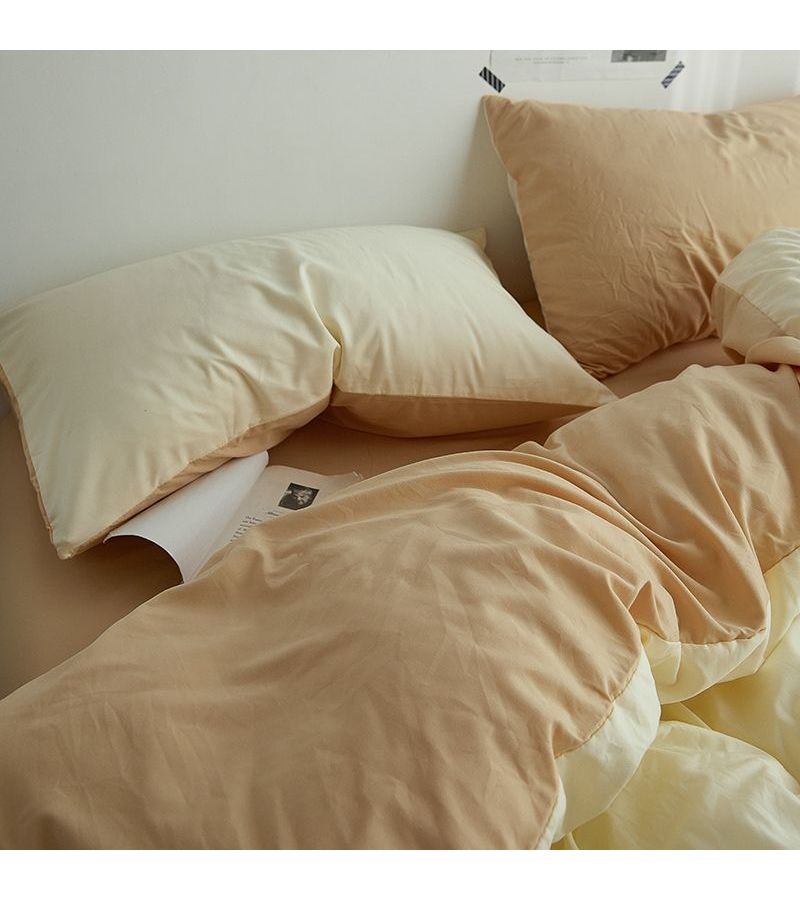 2 Pack Queen Size 100 Percent Cotton Color Block Pillowcases Soft Skin Friendly Envelope Closure Machine Washable Breathable Warm Bedding For All Seasons Orange Yellow - Image 5