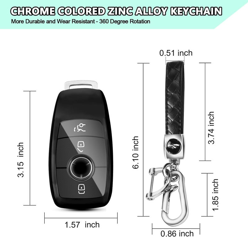 FT FUNTOR TPU Smart Key Cover for Mercedes Benz with Keychain - D-Black - Image 5