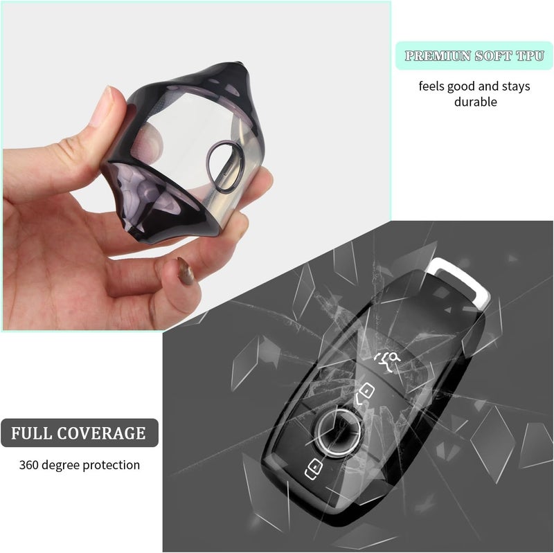FT FUNTOR TPU Smart Key Cover for Mercedes Benz with Keychain - D-Black - Image 4