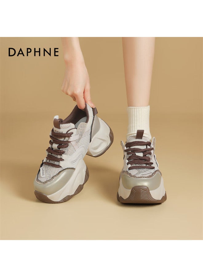 Daphne Thick-soled Dad Shoes Women's New Spring Style, Showing Small Feet And Increasing Casual Sports Shoes 4025101112 Coffee Color Size 37 - Image 2