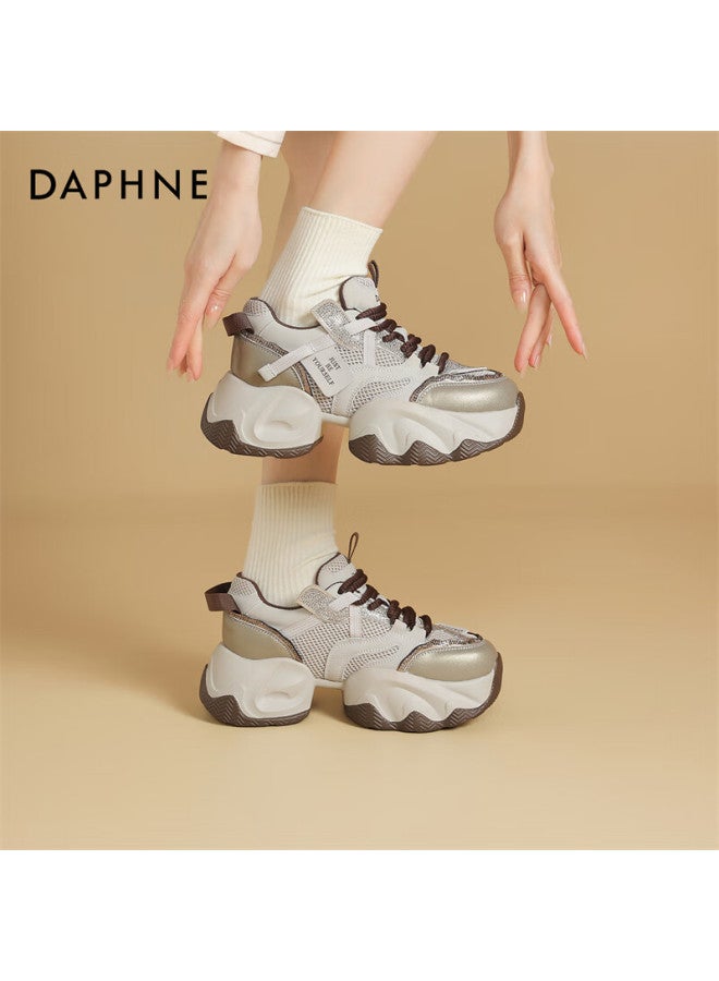 Daphne Thick-soled Dad Shoes Women's New Spring Style, Showing Small Feet And Increasing Casual Sports Shoes 4025101112 Coffee Color Size 37 - Image 3