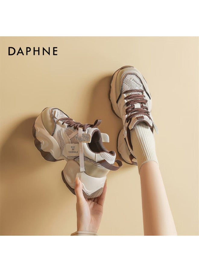 Daphne Thick-soled Dad Shoes Women's New Spring Style, Showing Small Feet And Increasing Casual Sports Shoes 4025101112 Coffee Color Size 37 - Image 4