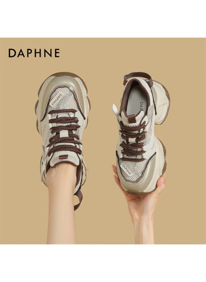 Daphne Thick-soled Dad Shoes Women's New Spring Style, Showing Small Feet And Increasing Casual Sports Shoes 4025101112 Coffee Color Size 37 - Image 1