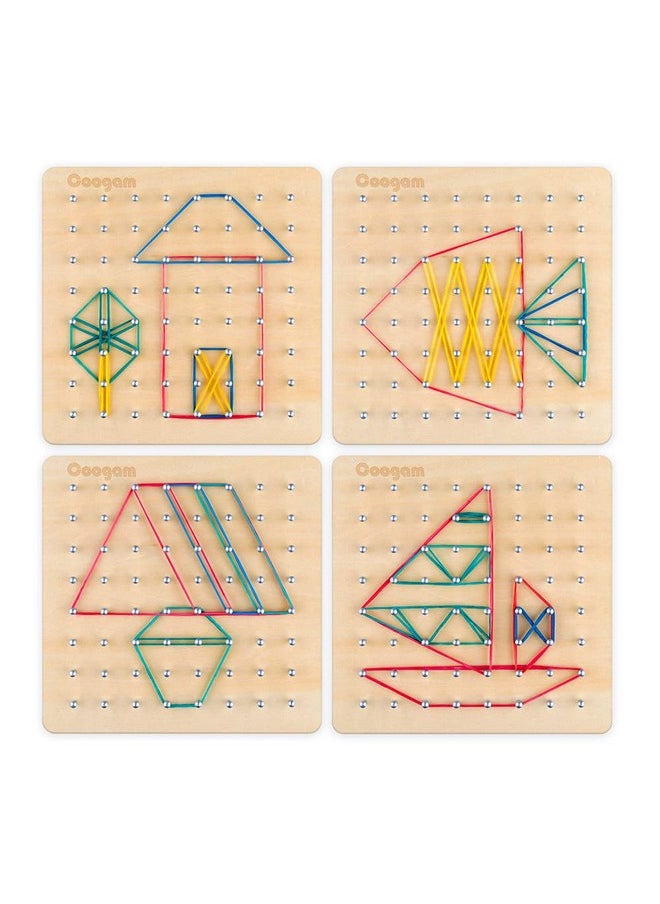 Coogam - Coogam Wooden Geoboard Mathematical Manipulative Material Array Block Geo Board - Graphical Educational Toys with 24Pcs Pattern Cards and Rubber Bands Shape STEM Puzzle Matrix 8x8 Brain Teaser for Kid - Image 1